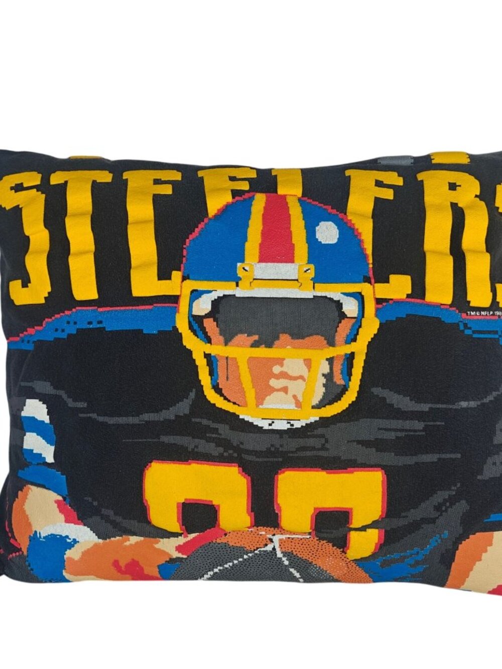 Vintage NFLP Pittsburgh Steelers Throw Pillow1989 Retro Video Game Style Graphic